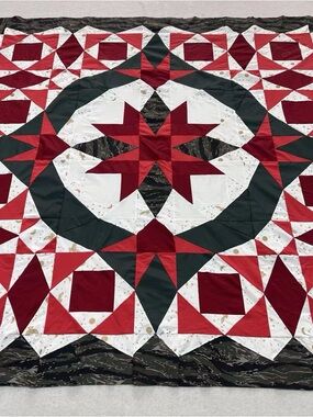Handmade 8 Point Stars Patchwork Cotton Quilt Top/Topper 86x86”